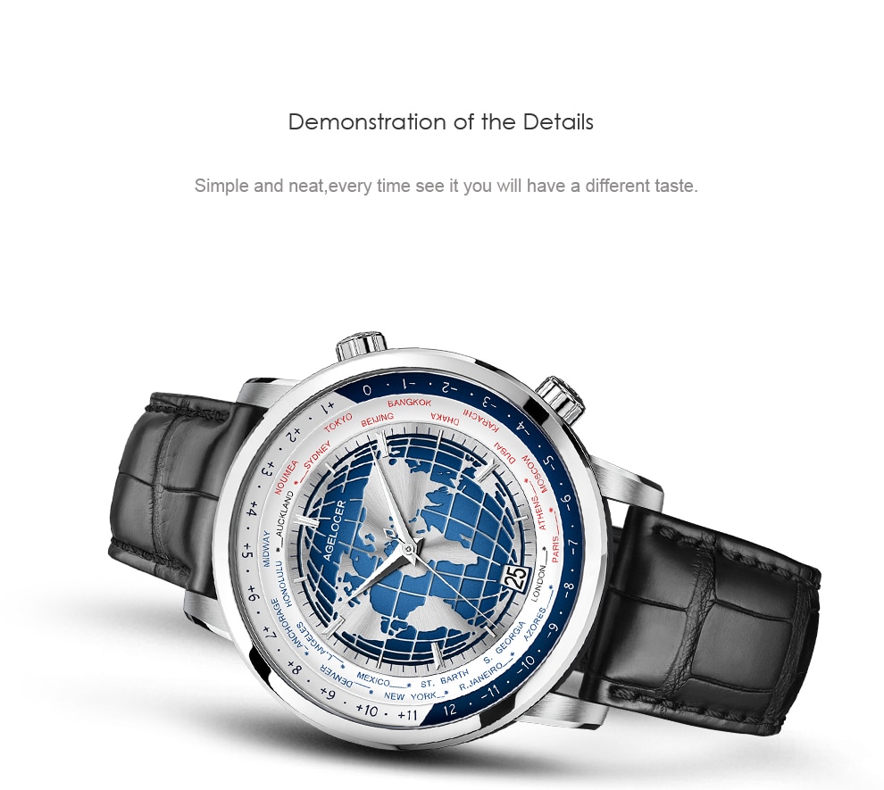 Blue World Map Luxury Aviator Men&rsquo;s Watch